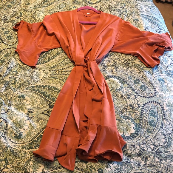 RUFFLE ROBE - TERRACOTTA - Picture 4 of 8